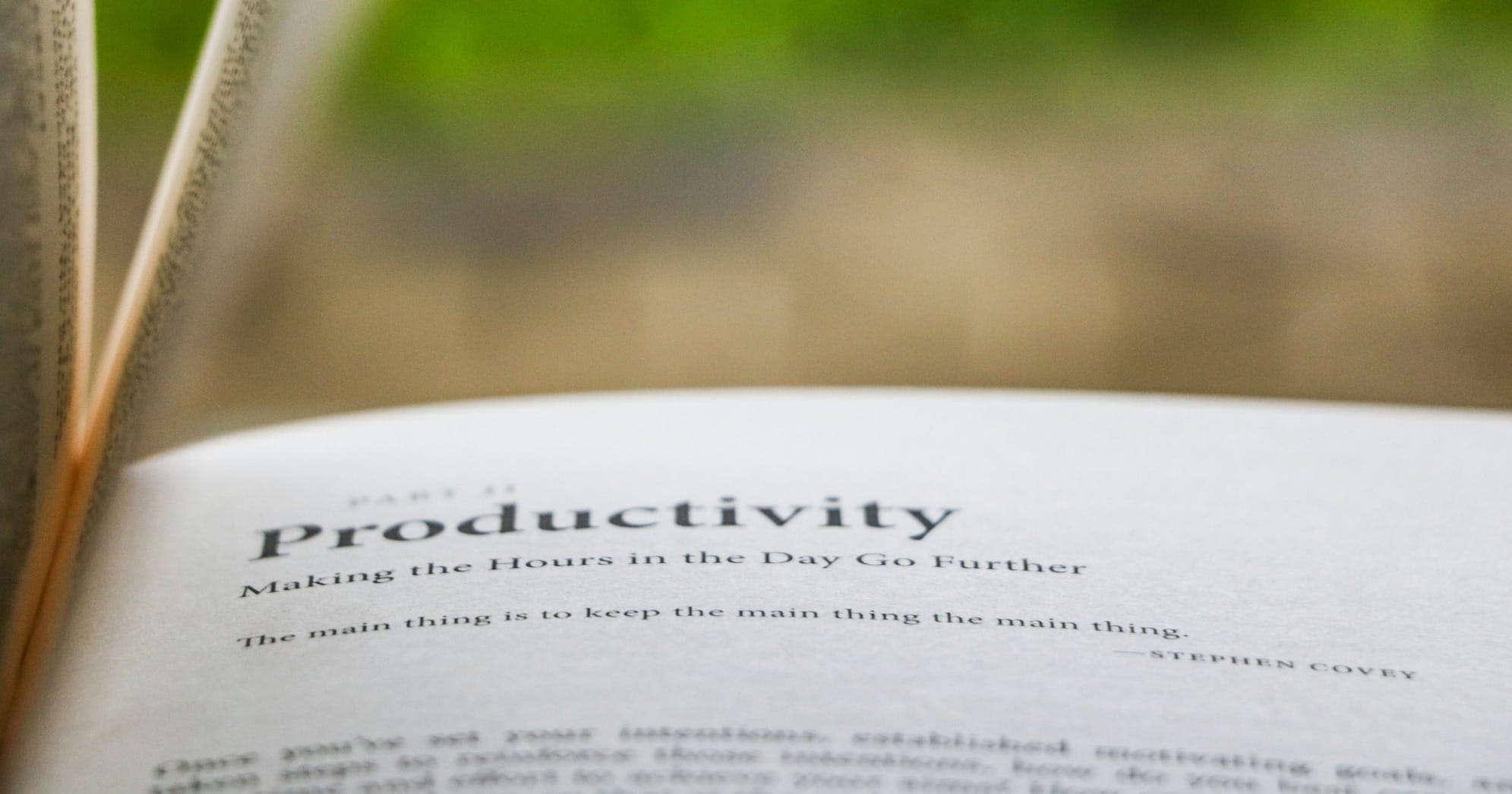 selective focus photography of Productivity printed book