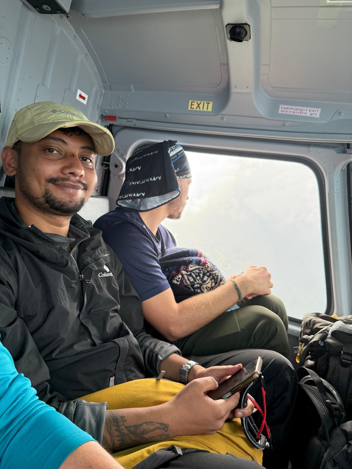 Helicopter flight through the Himalayas